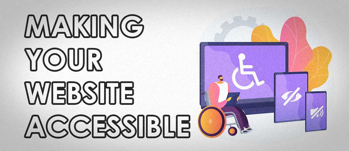 illustration showing a person in a wheelchair and devices that are ADA compliant