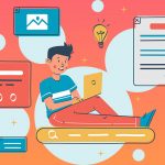 Image illustration of a person editing a video.