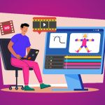 Image illustration of a person editing a video.