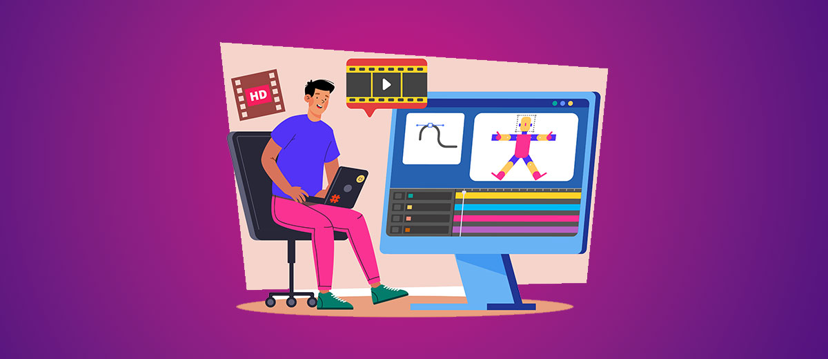 Image illustration of a person editing a video.