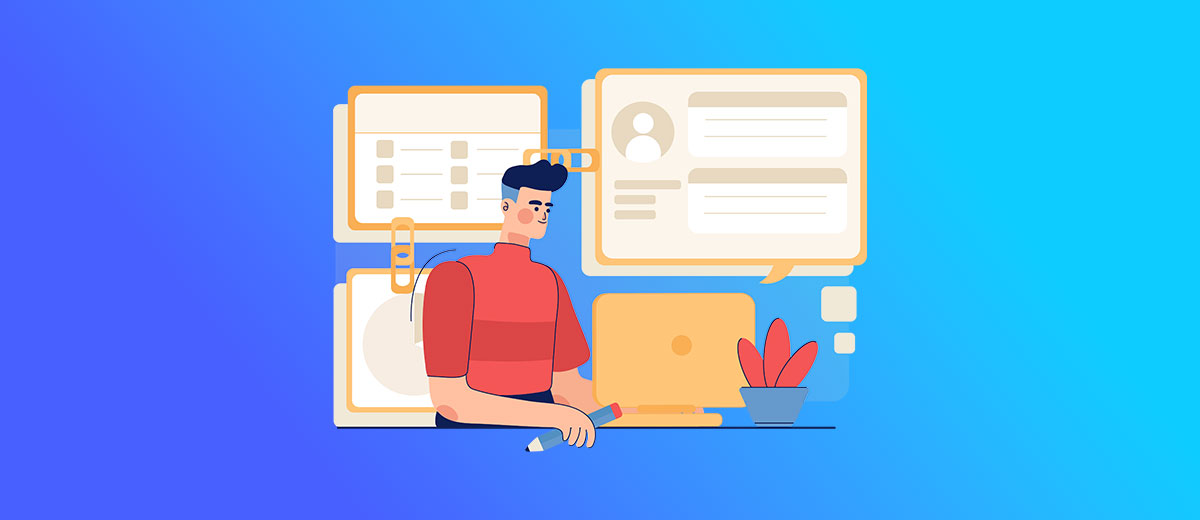 Image illustration of a person optimizing their website by building backlinks to other websites.