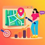 Image illustration of a woman optimizing a website using local seo