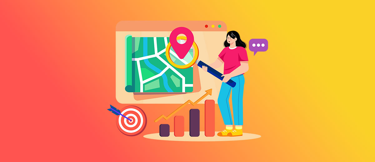 Image illustration of a woman optimizing a website using local seo