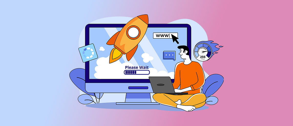 Image illustration of a person optimizing their website to speed its loading.
