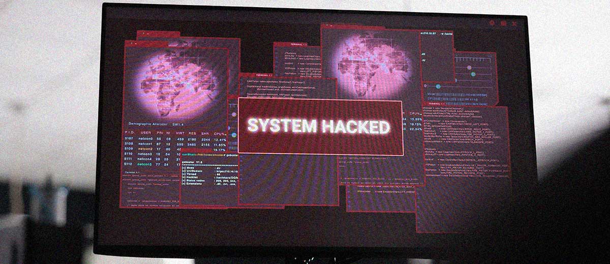 Image of a computer screen displaying: System Hacked